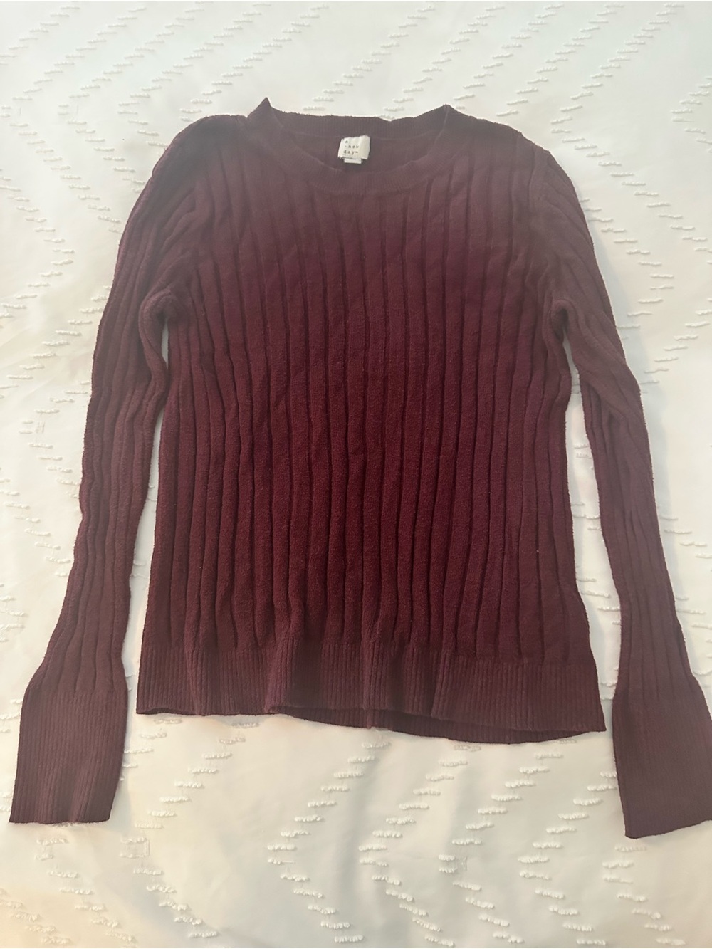 a new day Ribbed Crewneck Sweater - Burgundy
